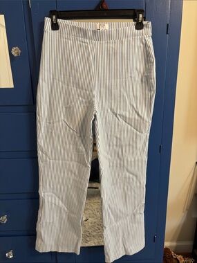 Crown & Ivy Light Blue and White Striped Pull-On Pants - Small